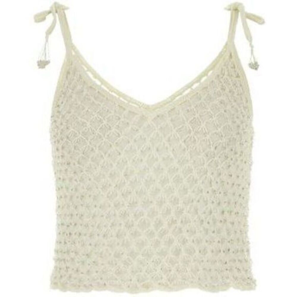 MY BEACHY SIDE Crochet Net Beaded Top in Snow White ONE SIZE